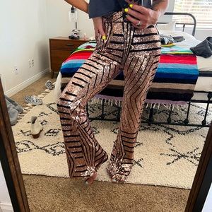 Sequin hi-waisted bellbottom/flares